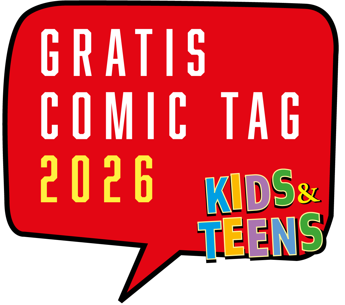rote Werbesprechblase " Gratis Comic Tag 2026"