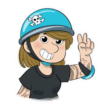 Illustration von Matthia Tiemeyer im Helm.