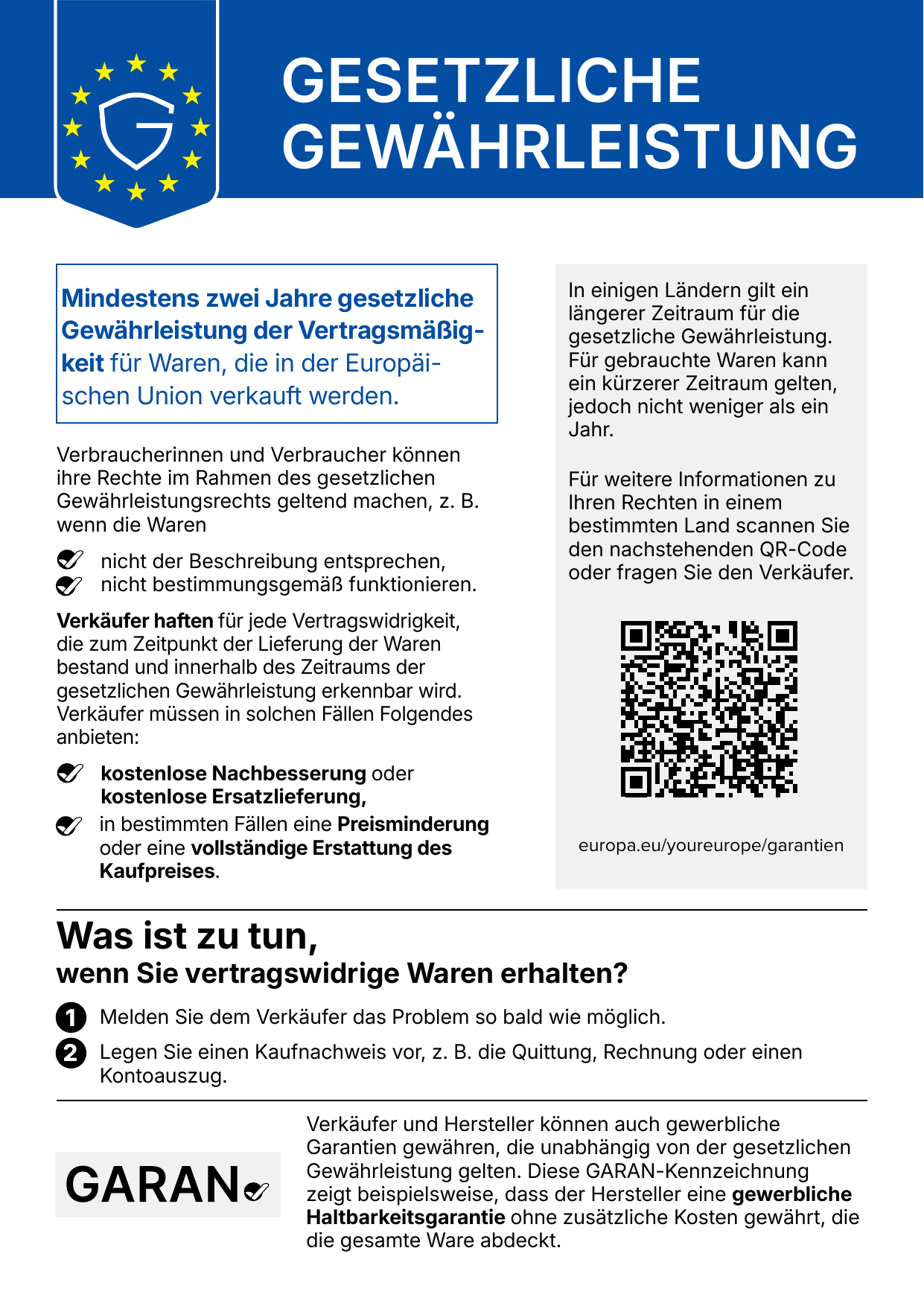 Gewährleistungslabel EU