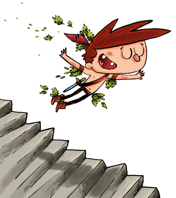Alex fliegt die Treppe hinunter
