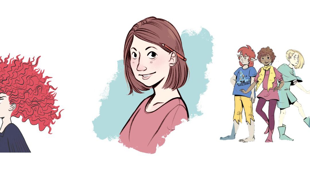 Illustrationen von Lisa Feinbube, zu sehen sind zwei streitende Mädchen, die Hauptfiguren aus Abenteuer im Schattenwald und ein als Weihnachtsbaum geschmücktes Kaktuswildsdchwein