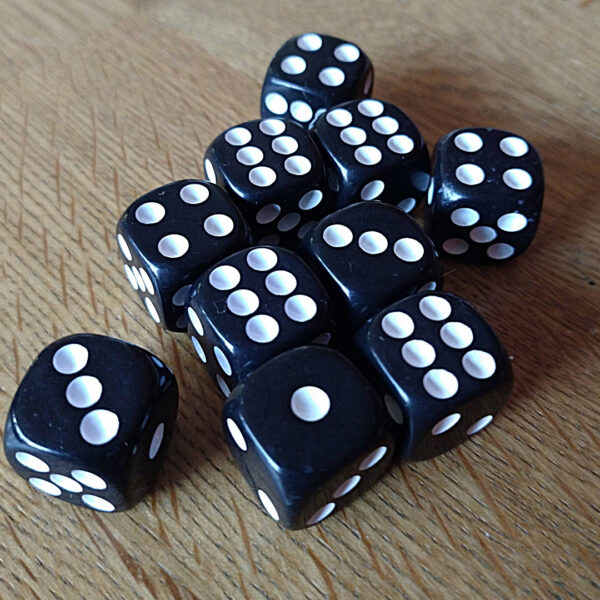 Würfel schwarz mit weißen Augen