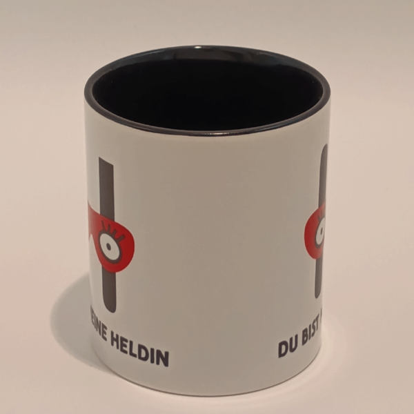 Tasse mit dem Spruch Du bist meine Heldin! und dem Logo des Kindercomic Verlags Edition Helden