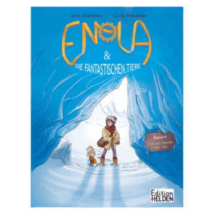 SamSam Band 2 Ganz schön stark, SamSam! 13 Cover 4. Band Enola. Auf den Spuren des Yeti. Enola und Maneki stehen im Eingang einer Eishöhle.